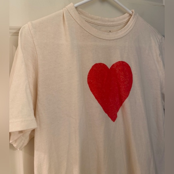 Imogene & Willie The Heart Tee in Cream/Red, Size M - Picture 2 of 8